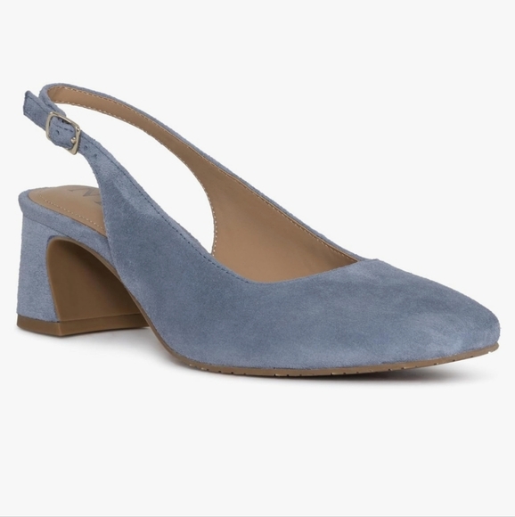 NYDJ Women's Faelynn Blue Suede Slingback Heels - Picture 2 of 5